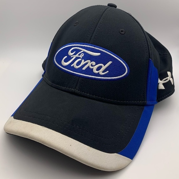 Ford Motorcraft Mens Hat Baseball Cap Black/Blue Under Armour Trucker Adjustable - Picture 1 of 7